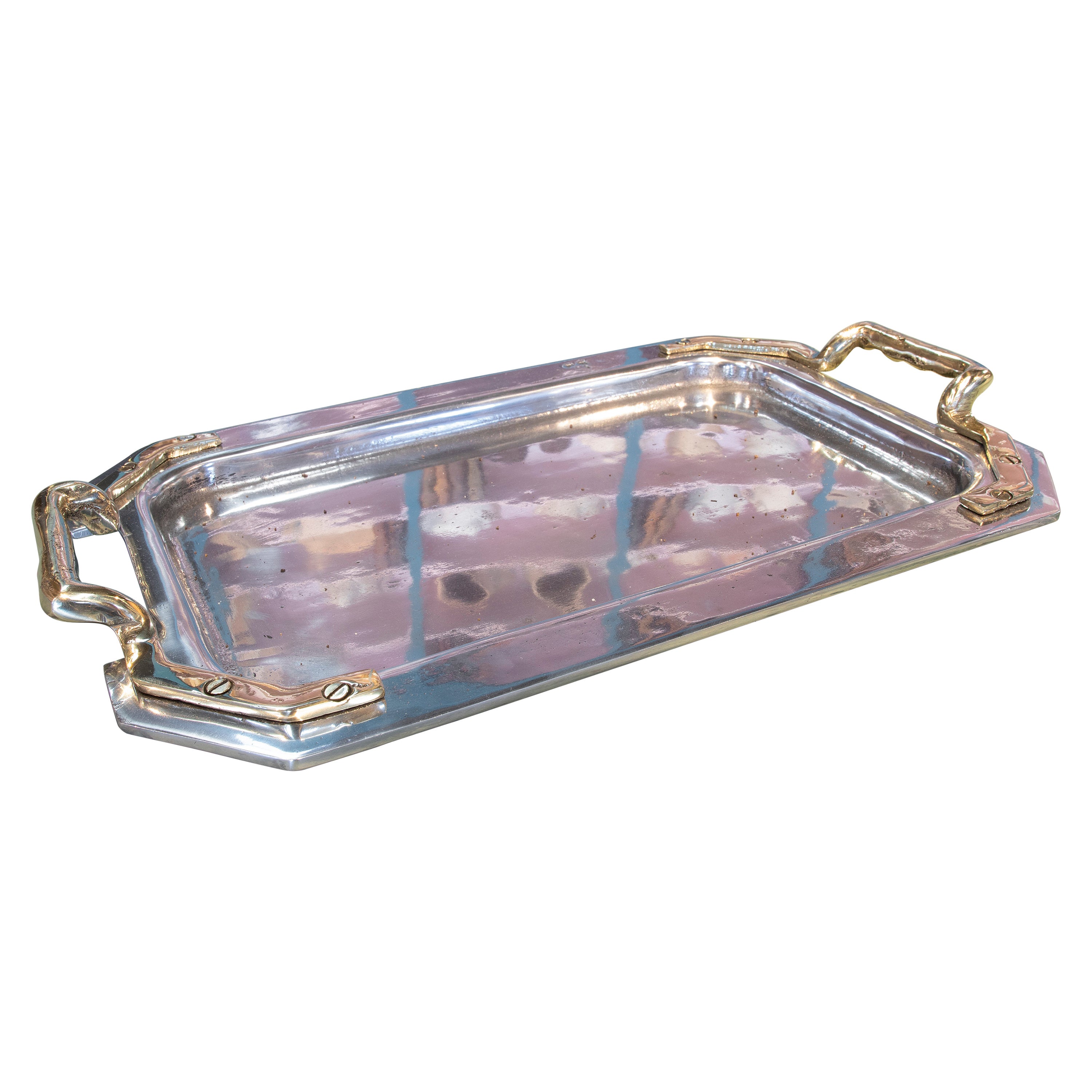 David Marshall, 1980s 2-Tone Gilt Bronze Designer Tray