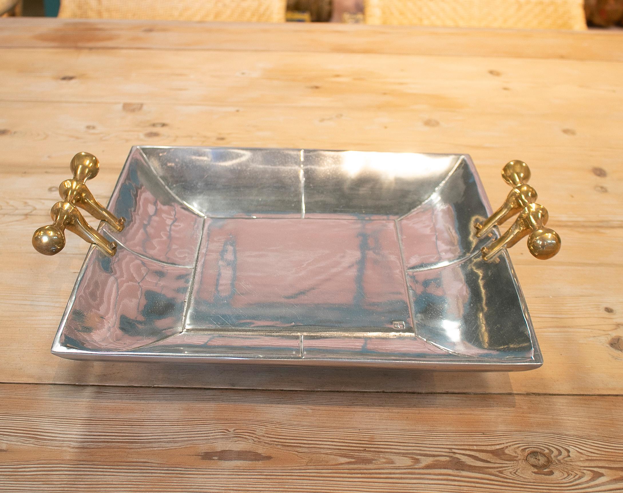 David Marshall's 1980s designer 2-tone gilt bronze tray.