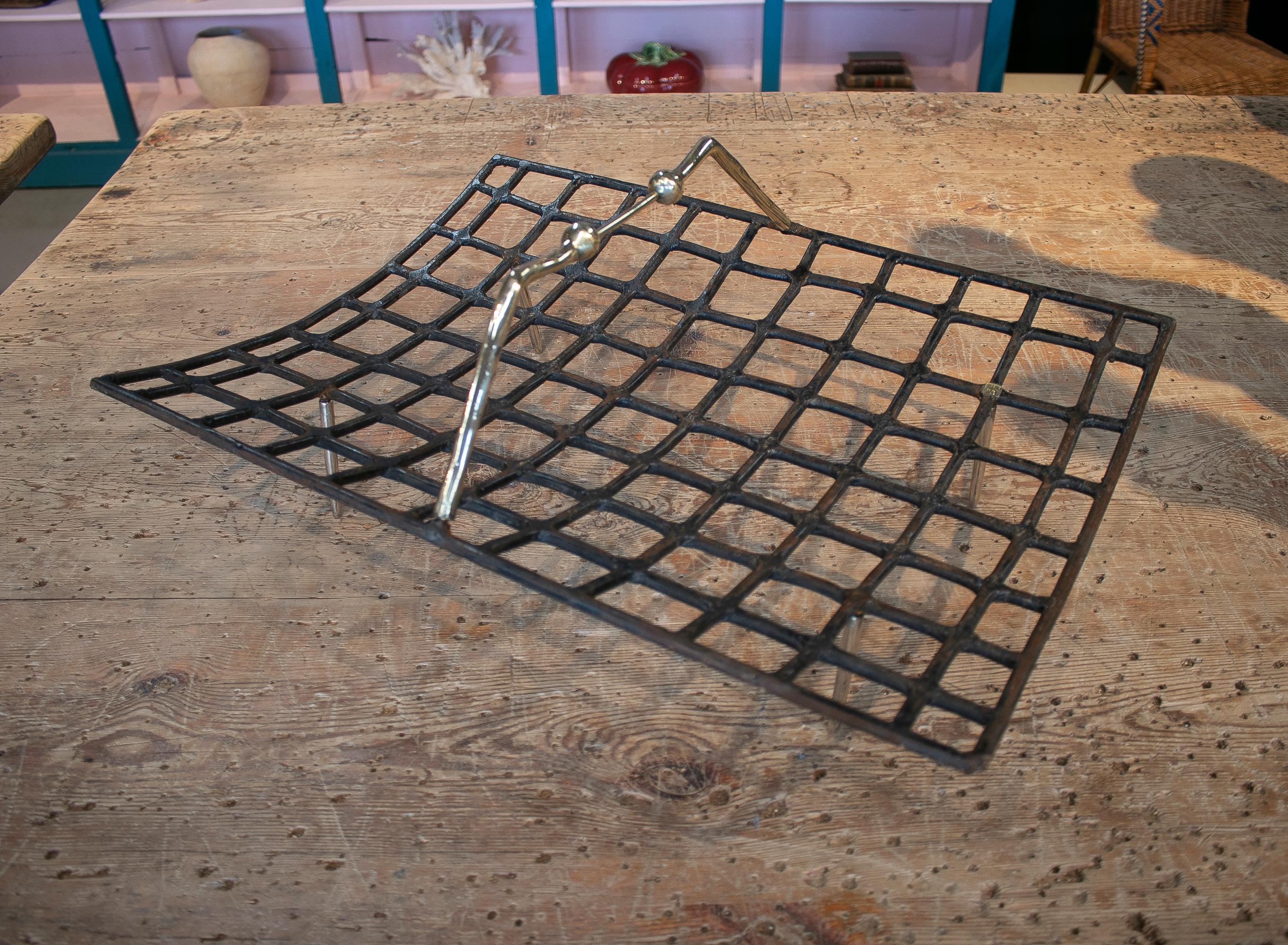 20th Century David Marshall, 1980s Bronze and Iron Magazine Rack For Sale