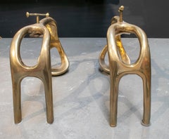 David Marshall, 1990s Pair of Bronze Wine Bottle Holders