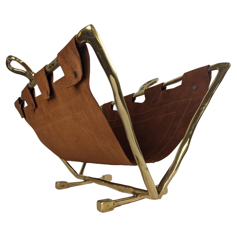 David Marshall 2-Tone Gilt Bronze Designer Magazine Rack, 1980s For ...