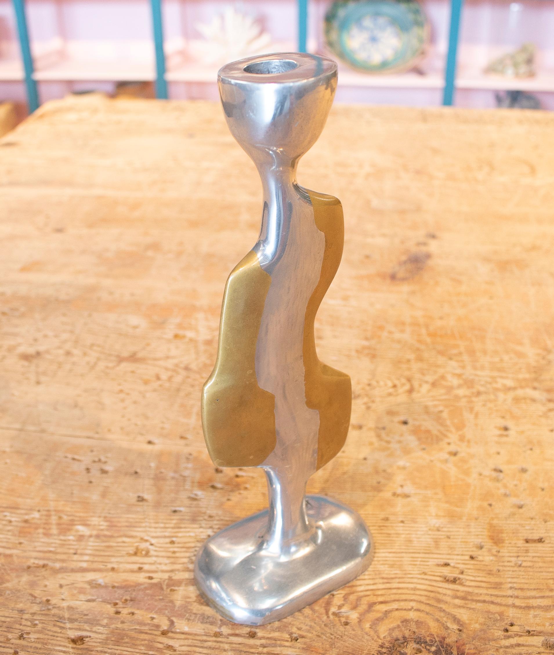 David Marshall Abstract Silvered Bronze Candleholder, 1980 2