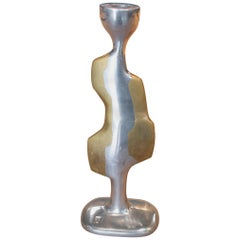 David Marshall Abstract Silvered Bronze Candleholder, 1980