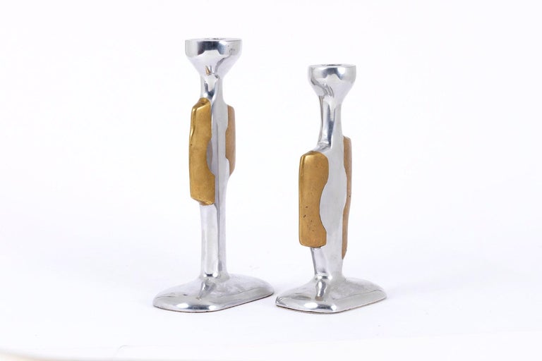 David Marshall, Brustalist Candlesticks in Cast Aluminum ...