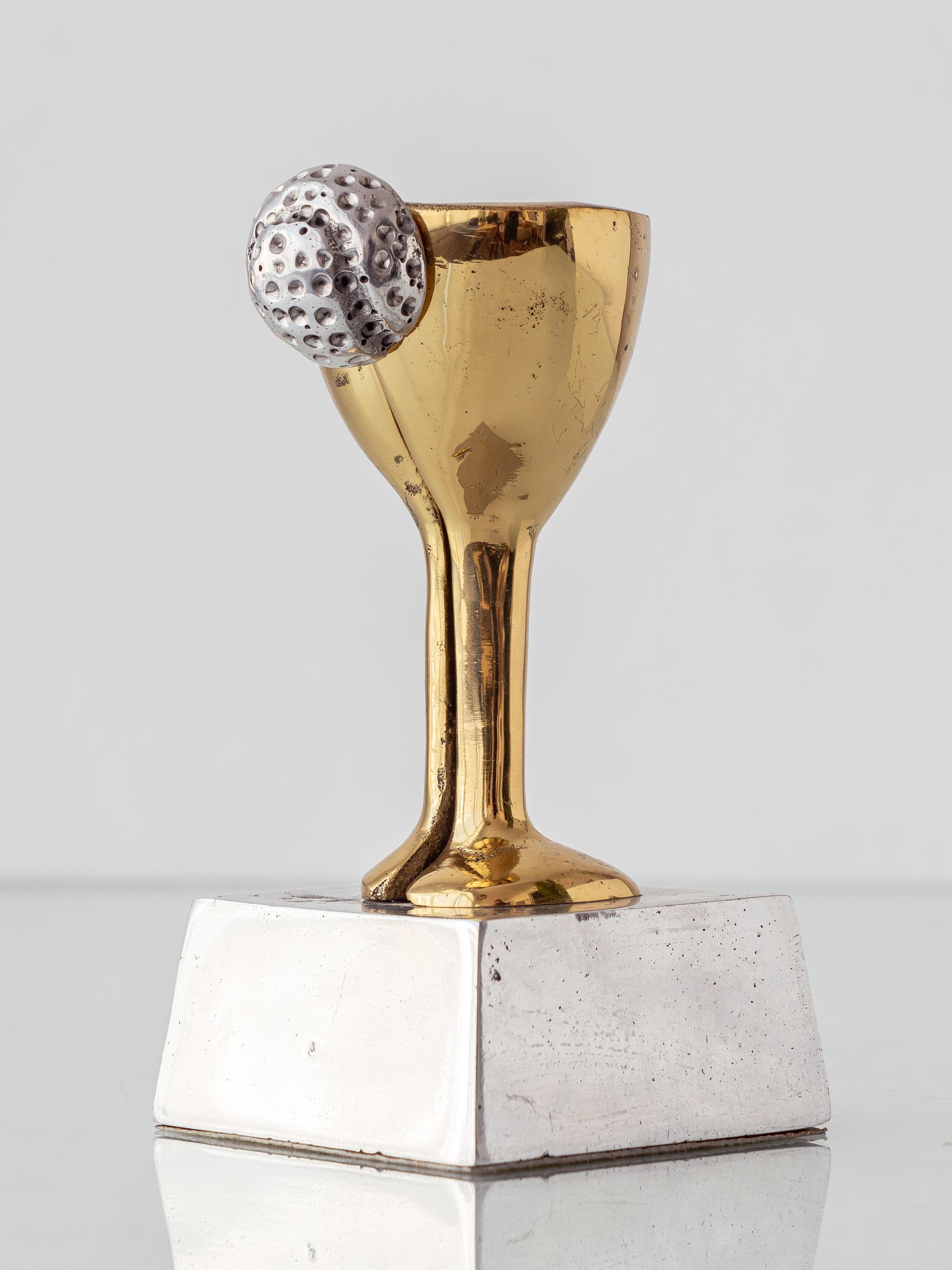 David Marshall Brutalist Brass and Aluminum Golf Trophy Sculpture For Sale 4
