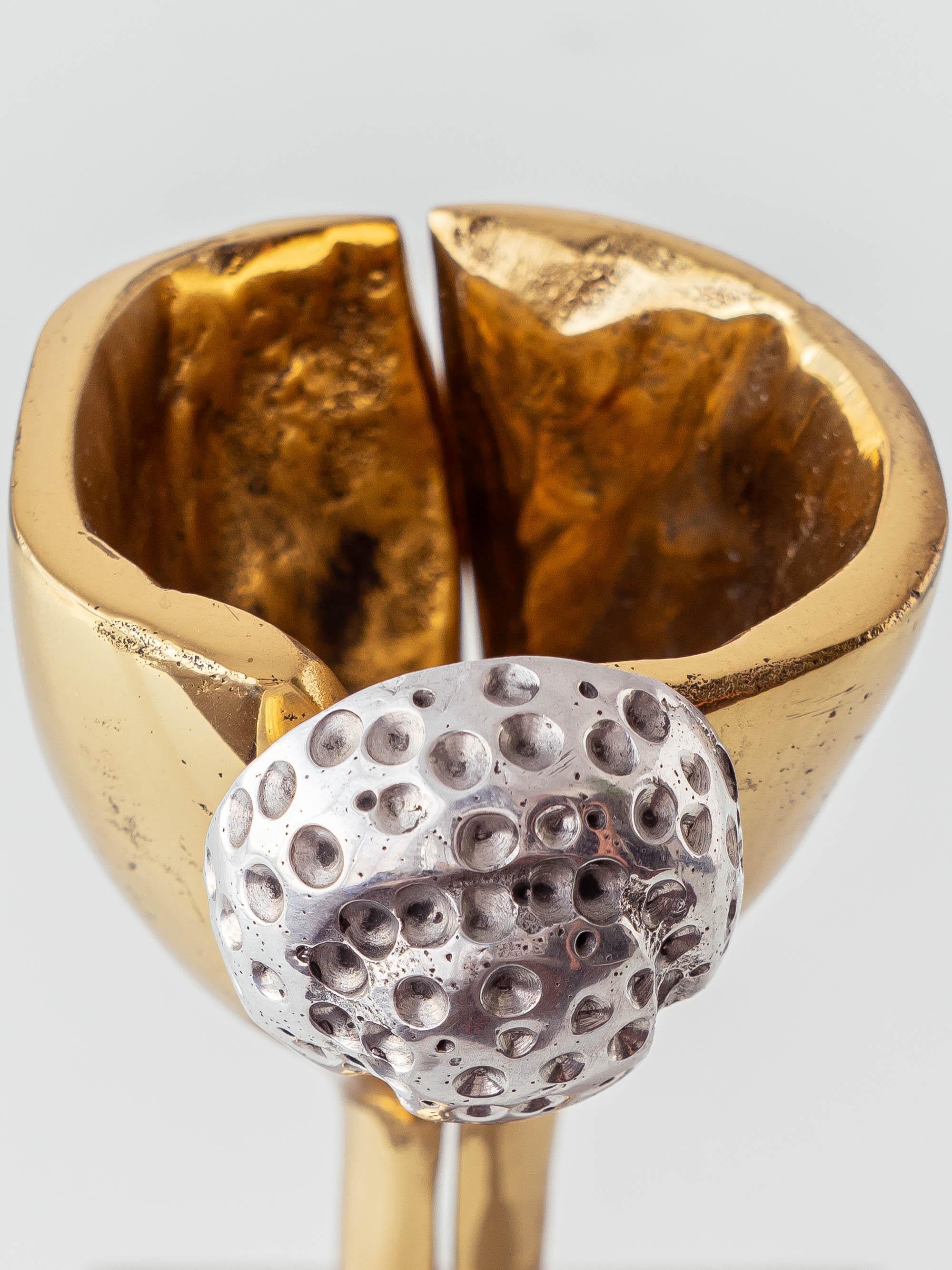 Cast David Marshall Brutalist Brass and Aluminum Golf Trophy Sculpture For Sale