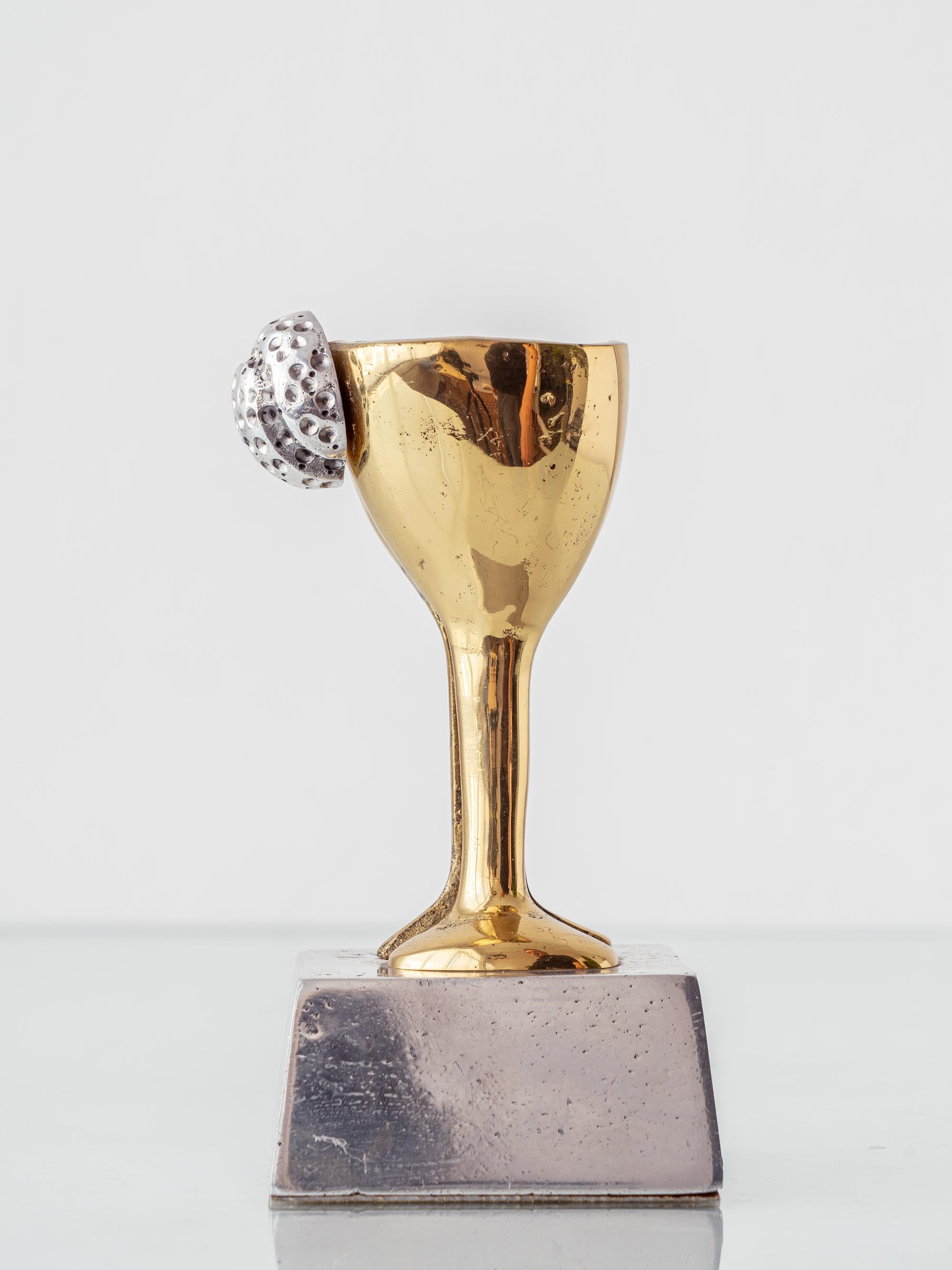 David Marshall Brutalist Brass and Aluminum Golf Trophy Sculpture In Good Condition For Sale In AMSTERDAM, NL