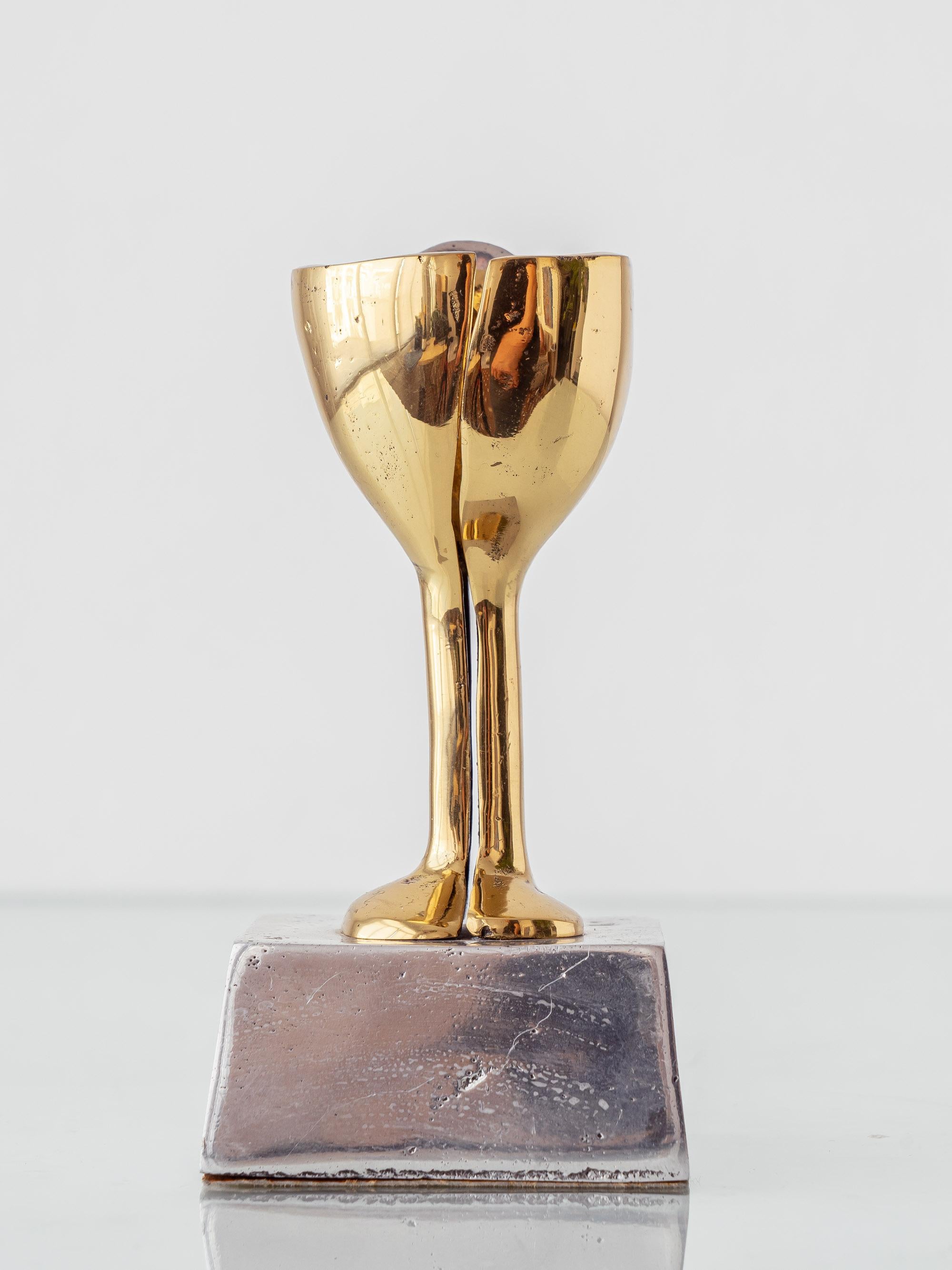 20th Century David Marshall Brutalist Brass and Aluminum Golf Trophy Sculpture For Sale