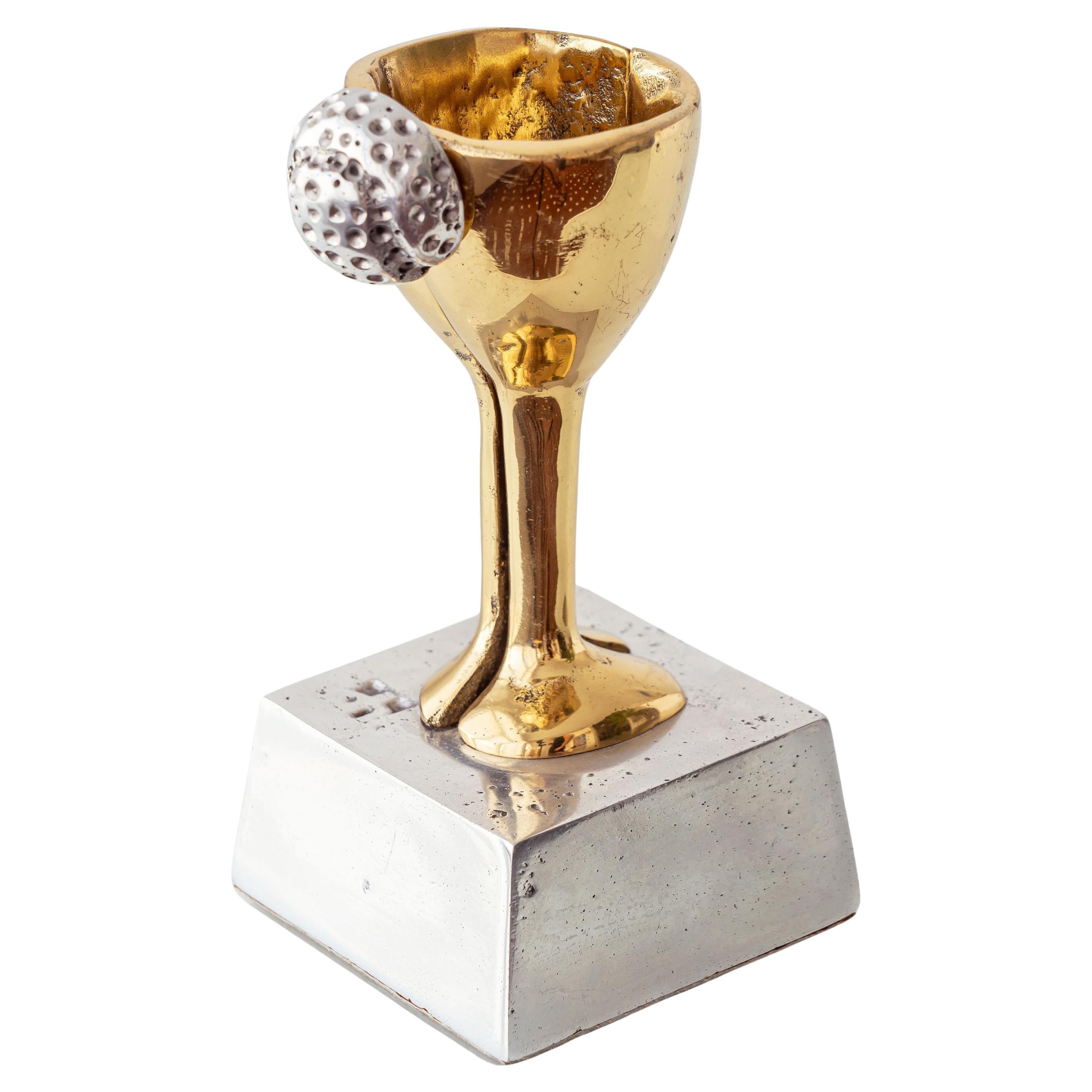 David Marshall Brutalist Brass and Aluminum Golf Trophy Sculpture For Sale