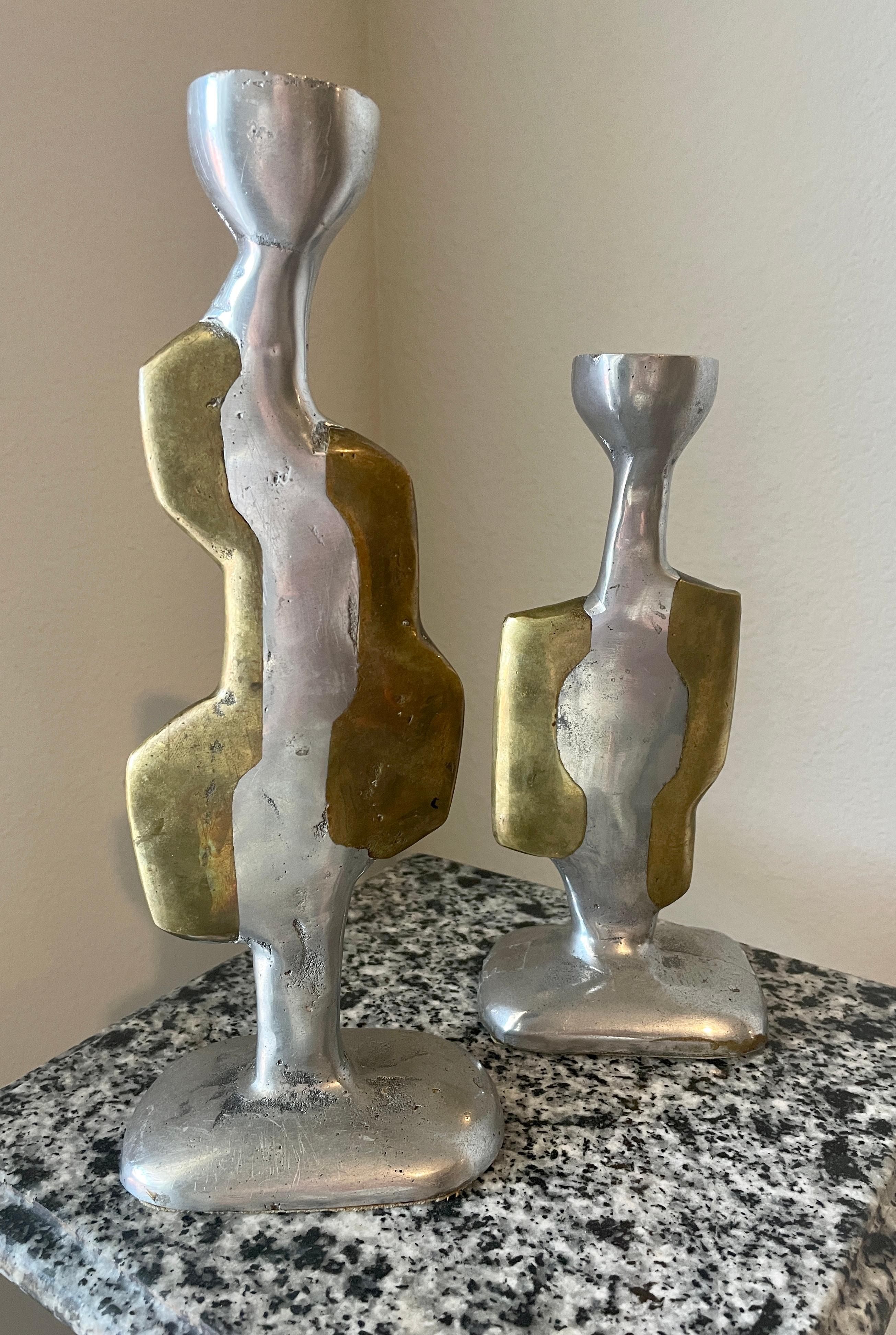 David Marshall Brutalist Candle Sticks, a Pair For Sale 3
