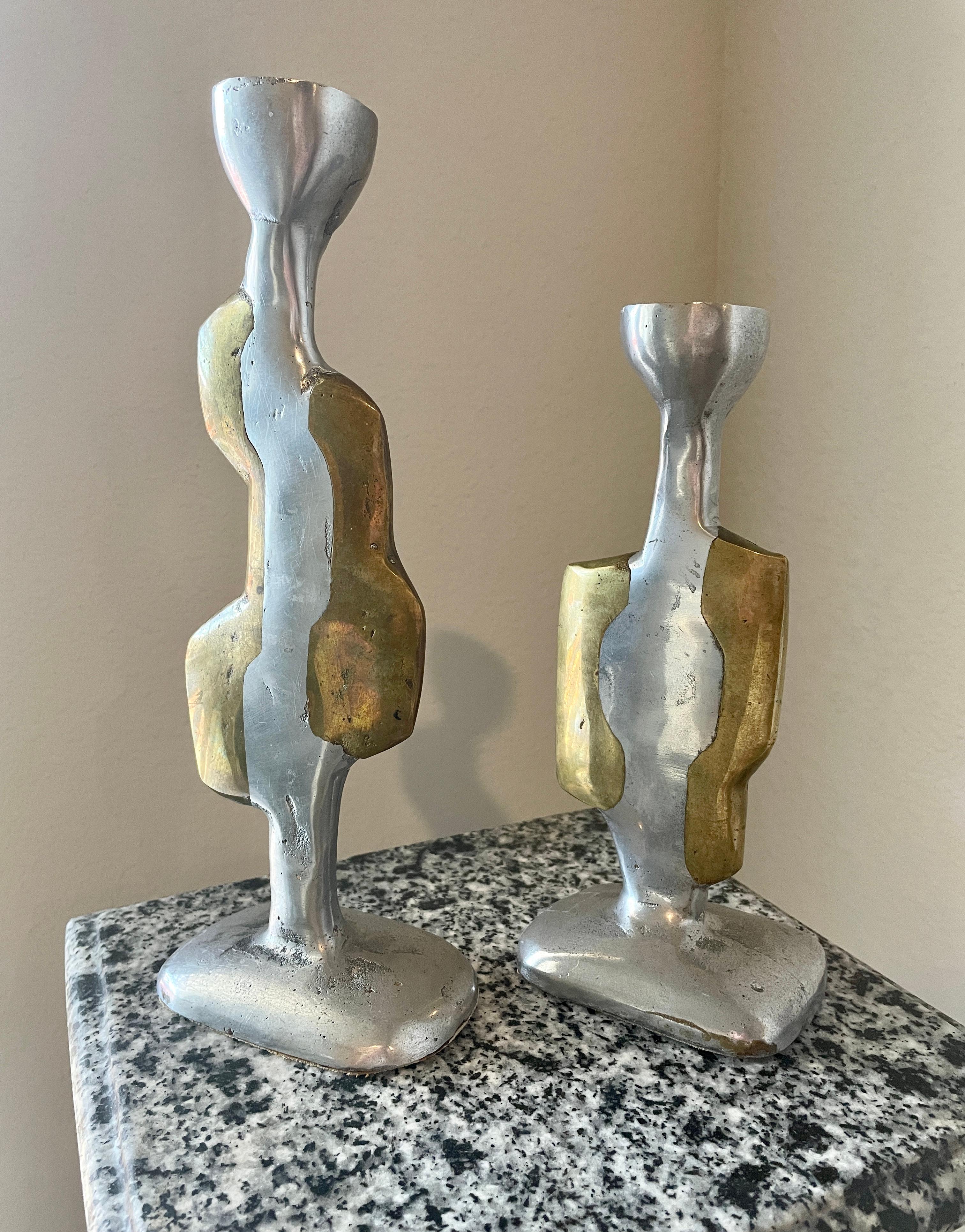 David Marshall Brutalist Candle Sticks, a Pair For Sale 1