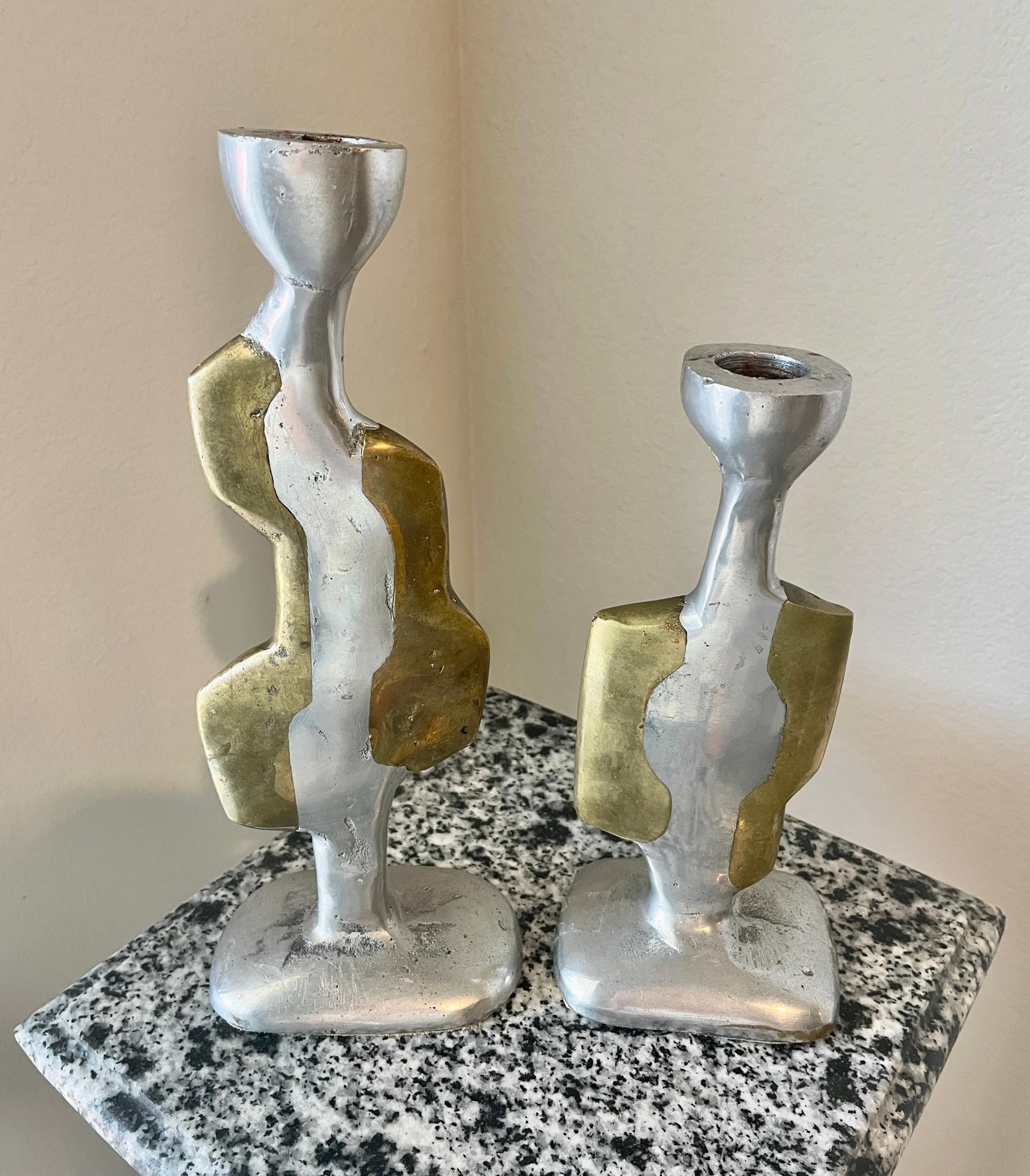 David Marshall Brutalist Candle Sticks, a Pair For Sale 2