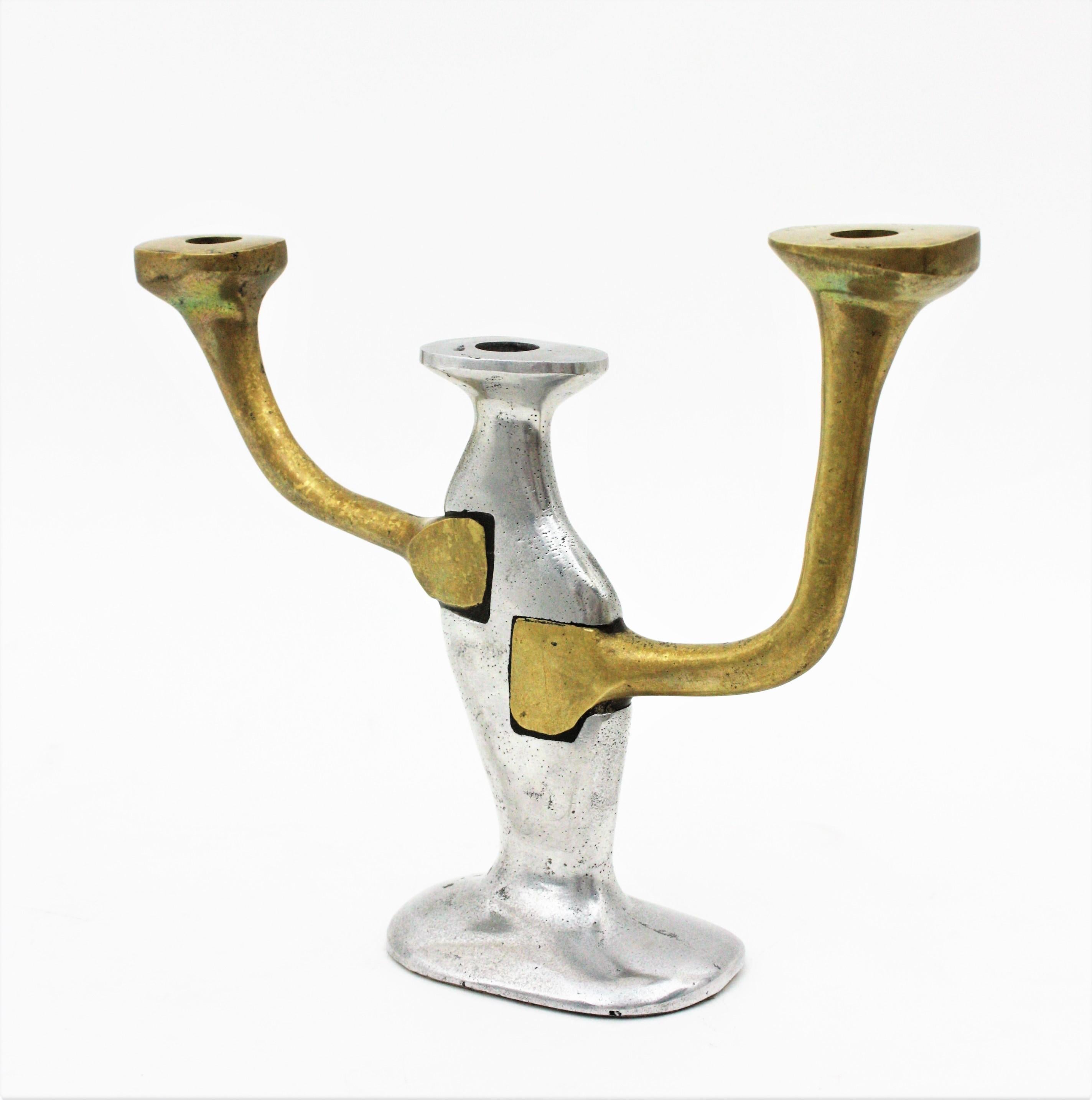 David Marshall Brutalist Candlestick, Spain, 1970s In Good Condition For Sale In Barcelona, ES