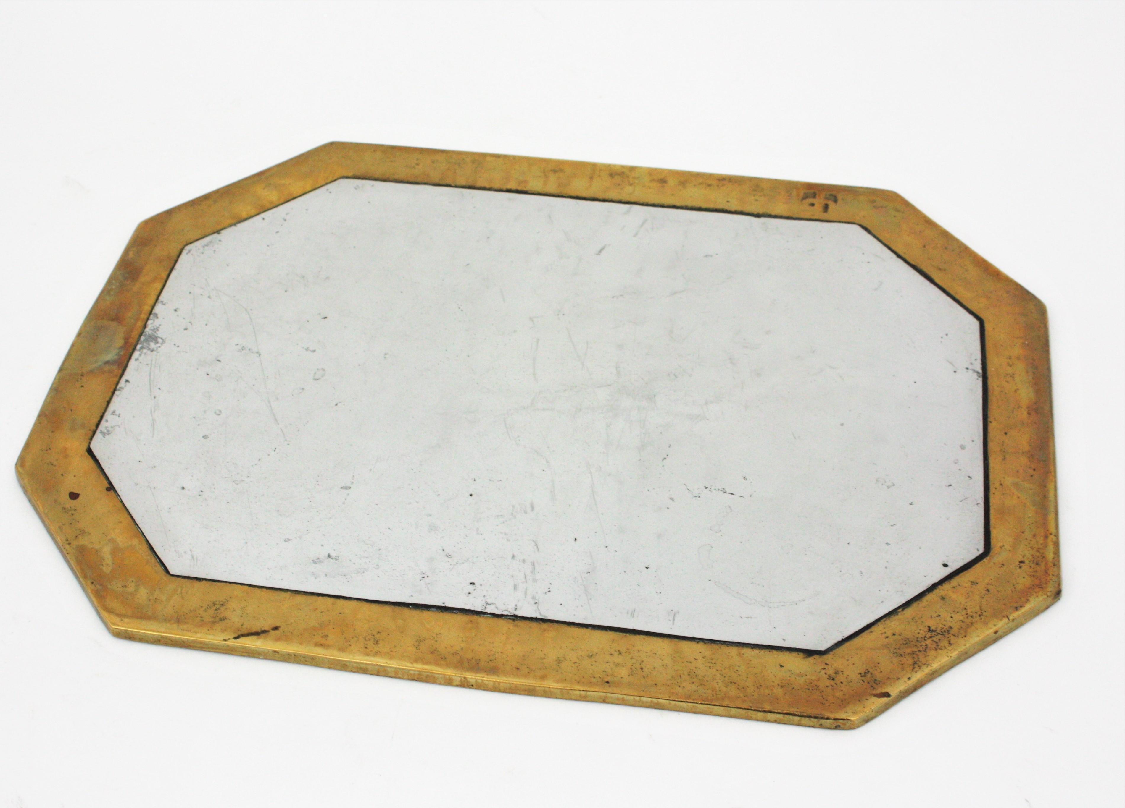 Spanish David Marshall Brutalist Octagonal Tray or Table Coaster, Spain, 1980s For Sale