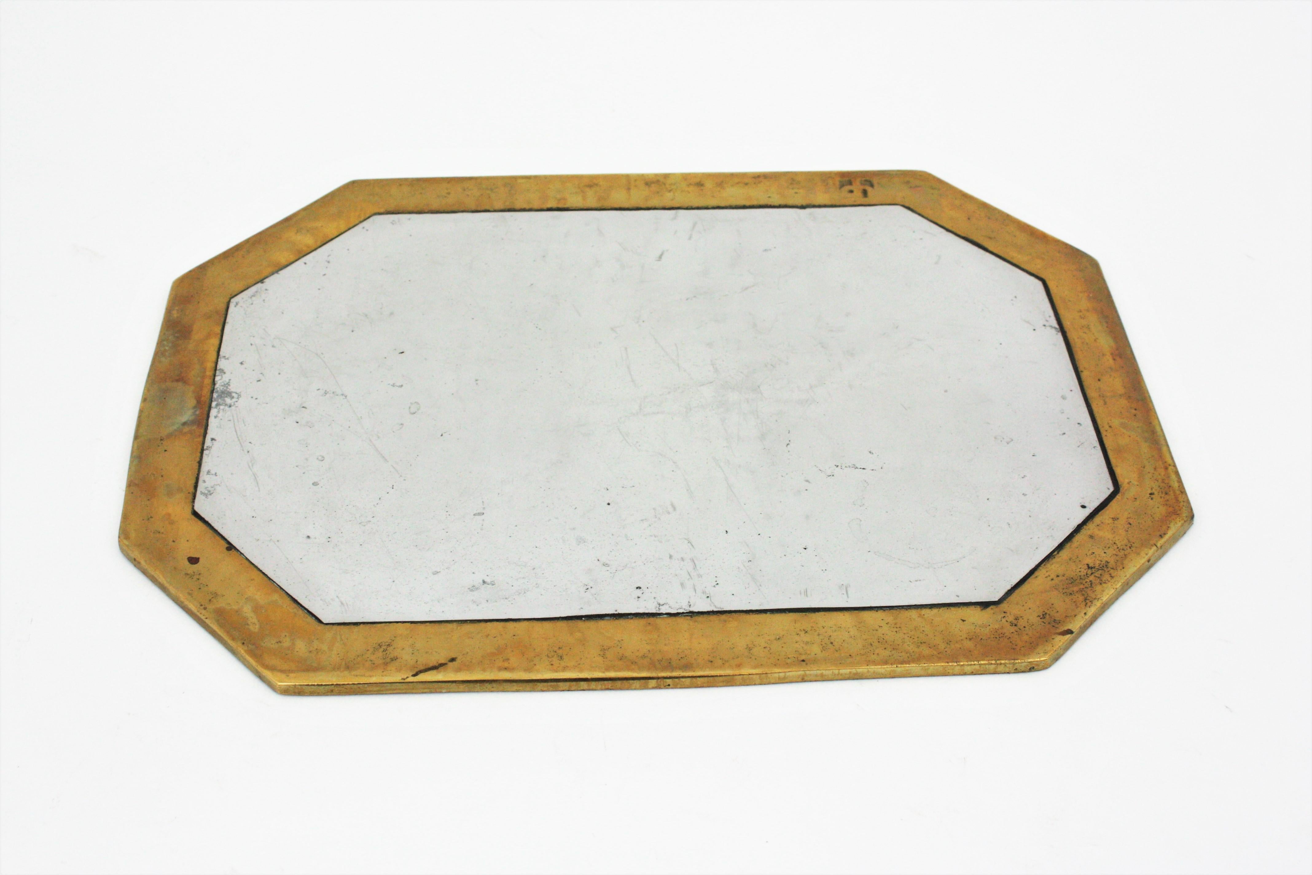 20th Century David Marshall Brutalist Octagonal Tray or Table Coaster, Spain, 1980s For Sale