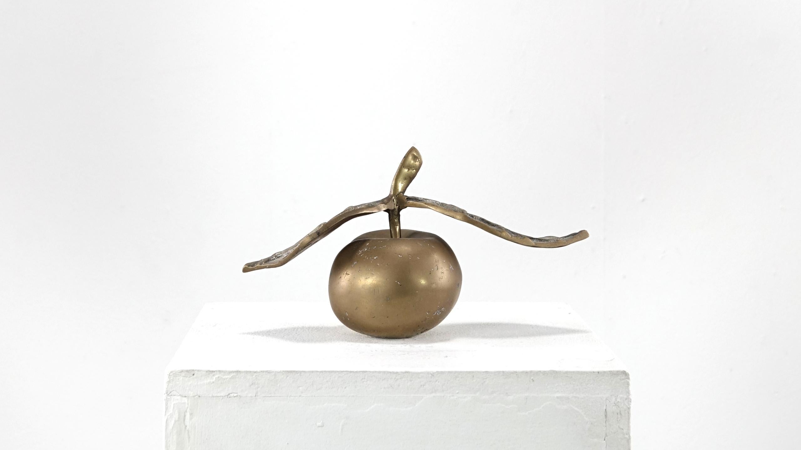 Mid-Century Modern David Marshall Desenos Brass Apple Sculpture