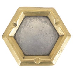 Vintage David Marshall hexagonal ashtray in cast brass and aluminum from the 1970s