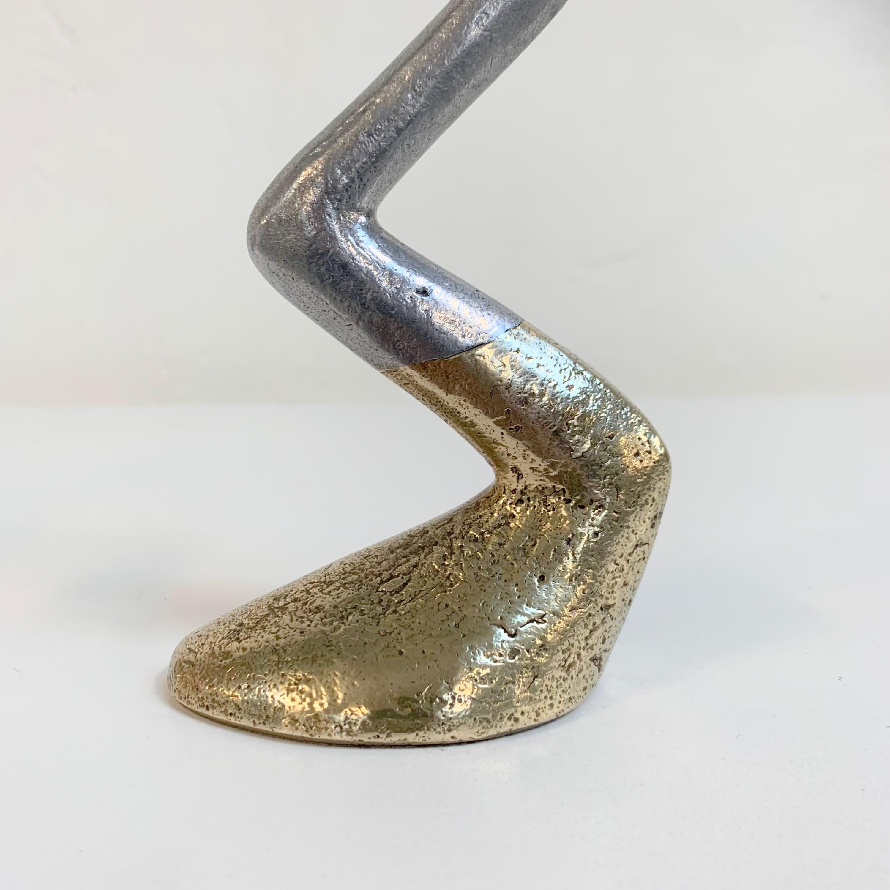 David Marshall Pair of Cast Aluminum and Brass Candlesticks, circa 1970, Spain im Angebot 2