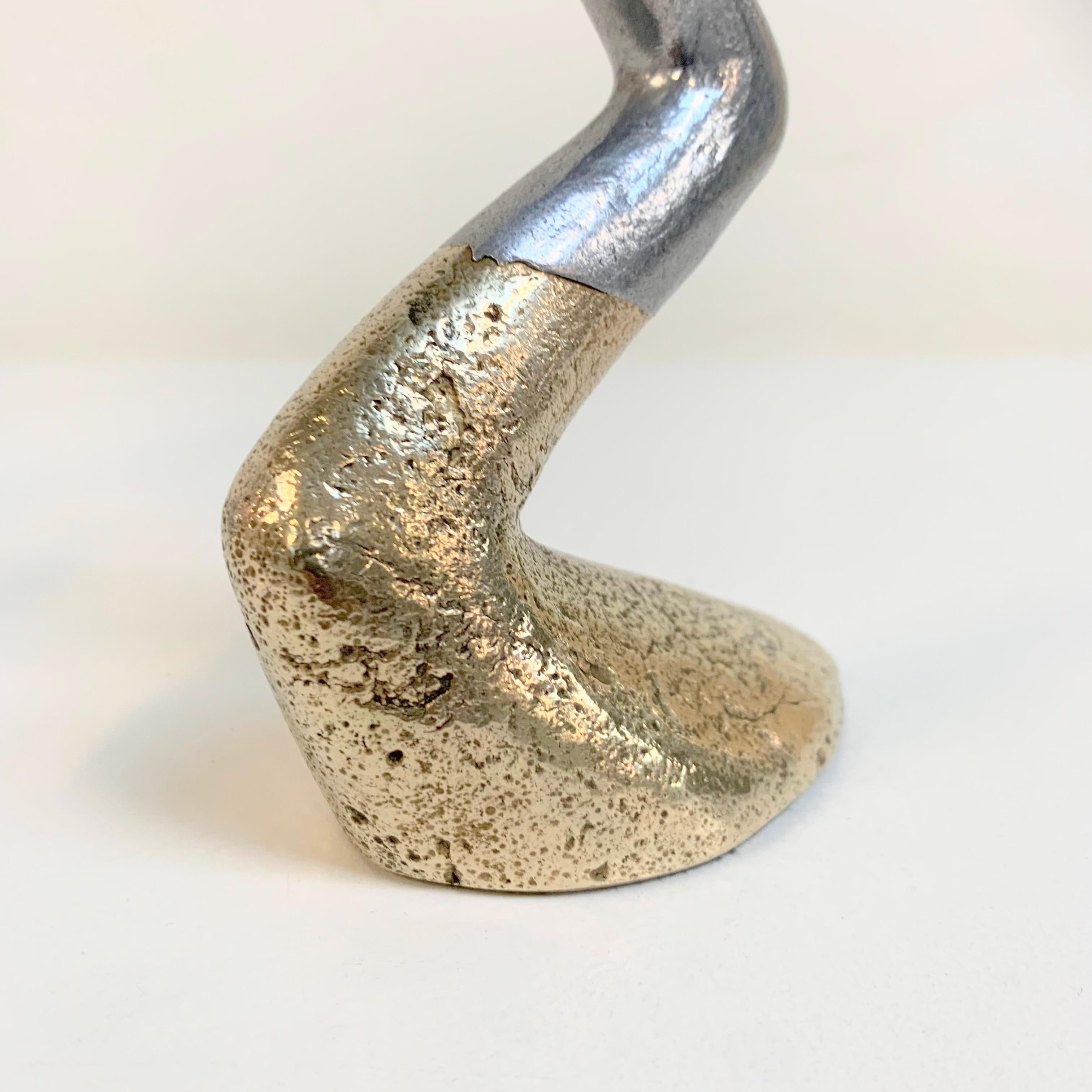 David Marshall Pair of Cast Aluminum and Brass Candlesticks, circa 1970, Spain im Angebot 4