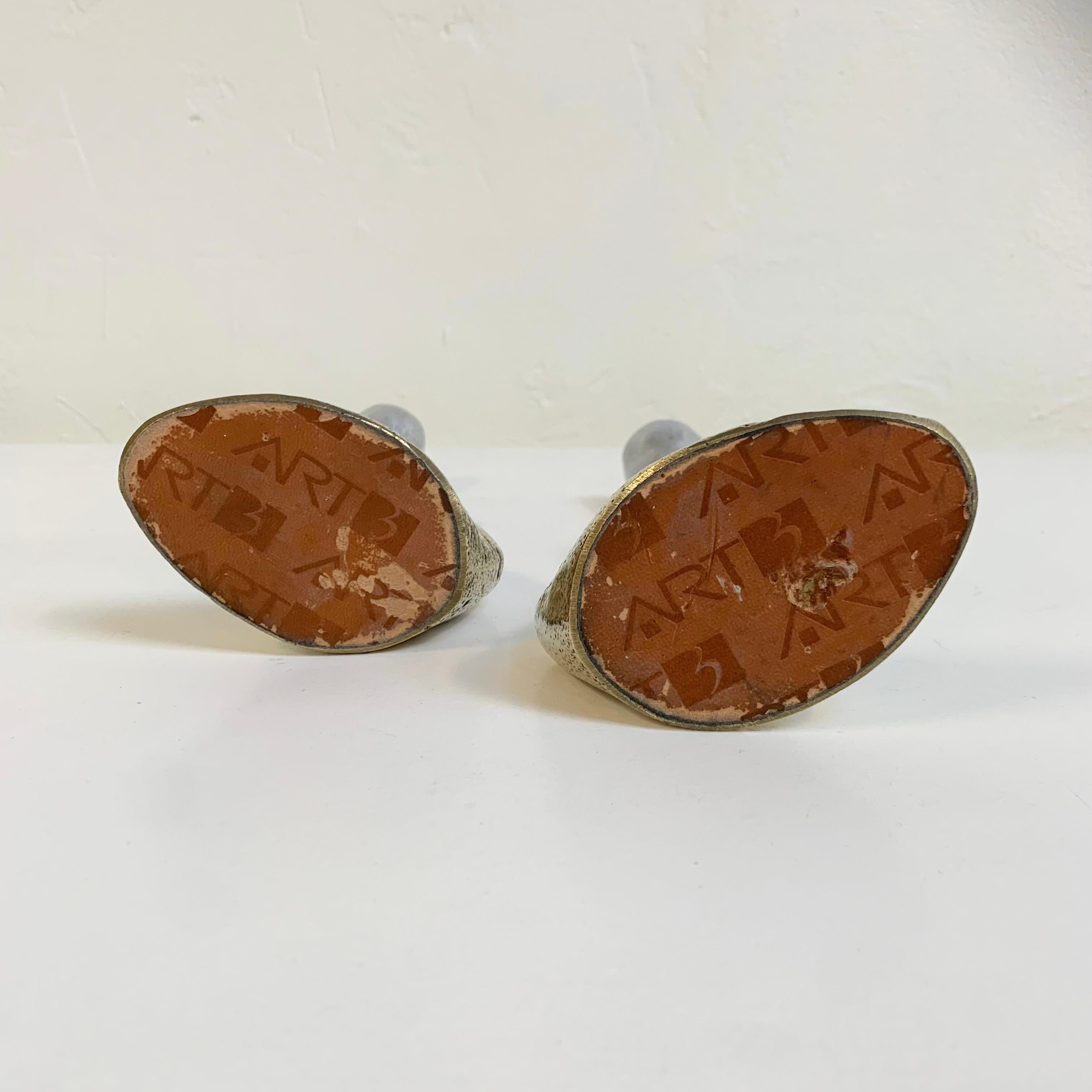 David Marshall Pair of Cast Aluminum and Brass Candlesticks, circa 1970, Spain im Angebot 8