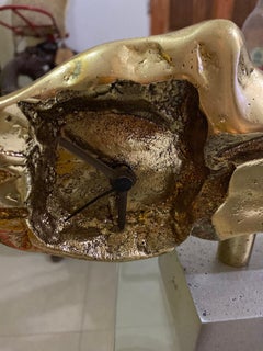 David Marshall clock Sculpture with Gold plated 24ct , spain 1960