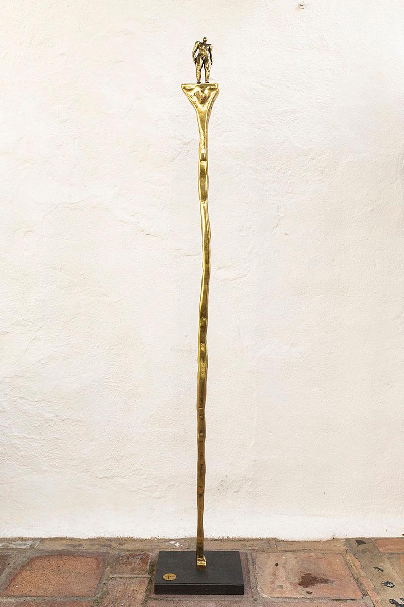 " Standing Man "  Limited Edition  Sand Cast Brass Outdoor Figurative - Art by David Marshall