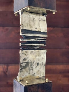 " Tótem Chaco " Escultura Abstracta de Exterior de Latón Madera