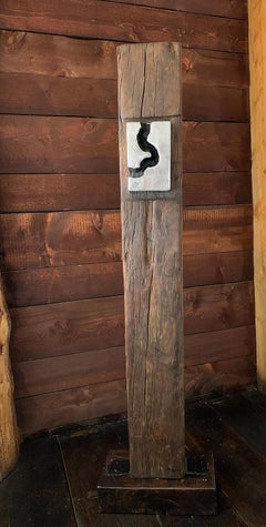 " Totem Stele "  Abstract Garden Sculpture Tropical Wood Sandcast Aluminum