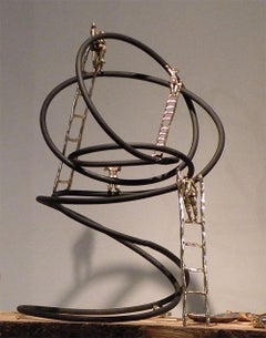 " Vita " In or Outdoor Figurative Sculpture, Cast Brass, Steel