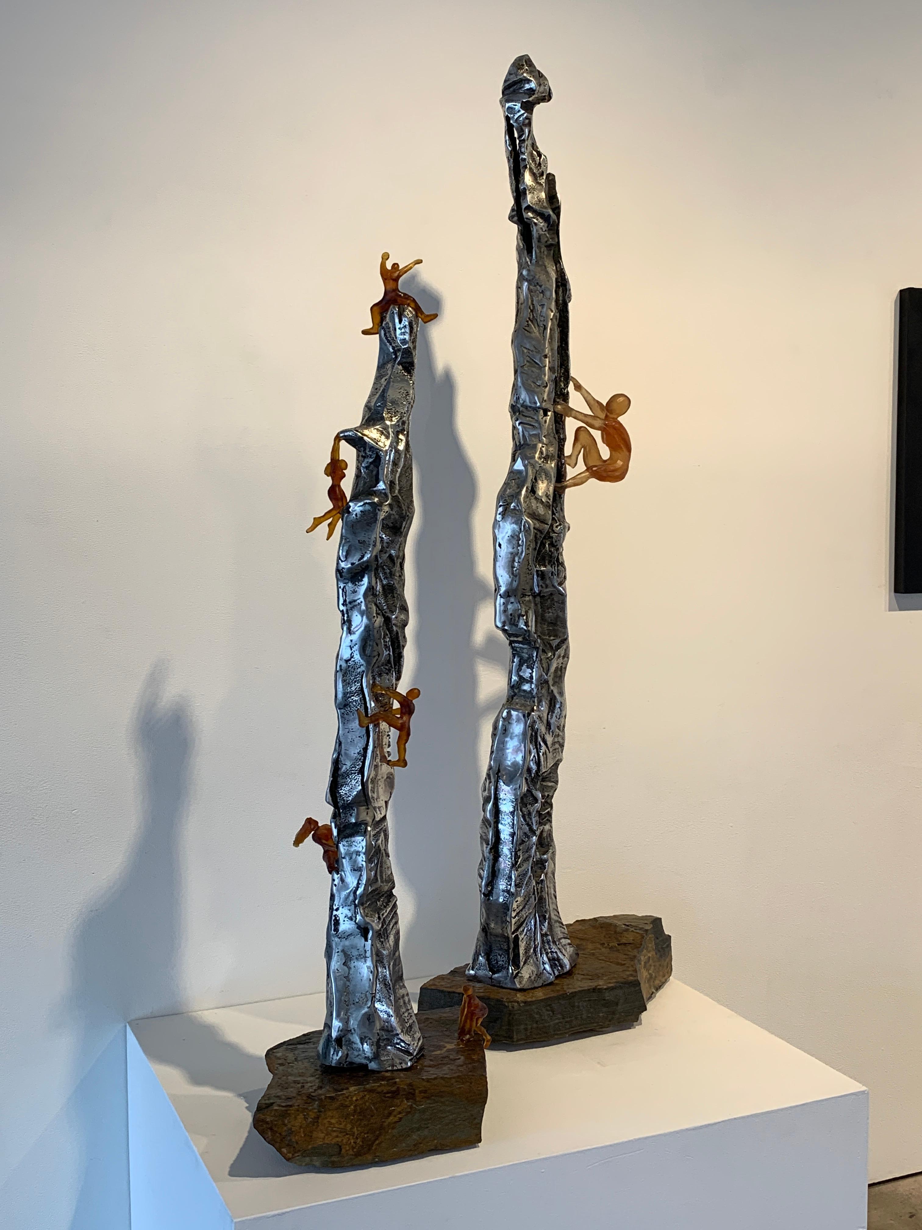 David Marshall Jennifer Baker Inspirierte abstrakte figurative Metall-Skulptur Glas  im Angebot 3