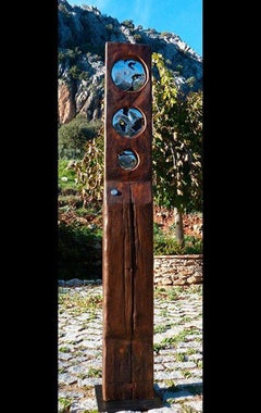 Scultura da giardino "El Menguante" Alluminio Argento Legno Marrone Made in Spain