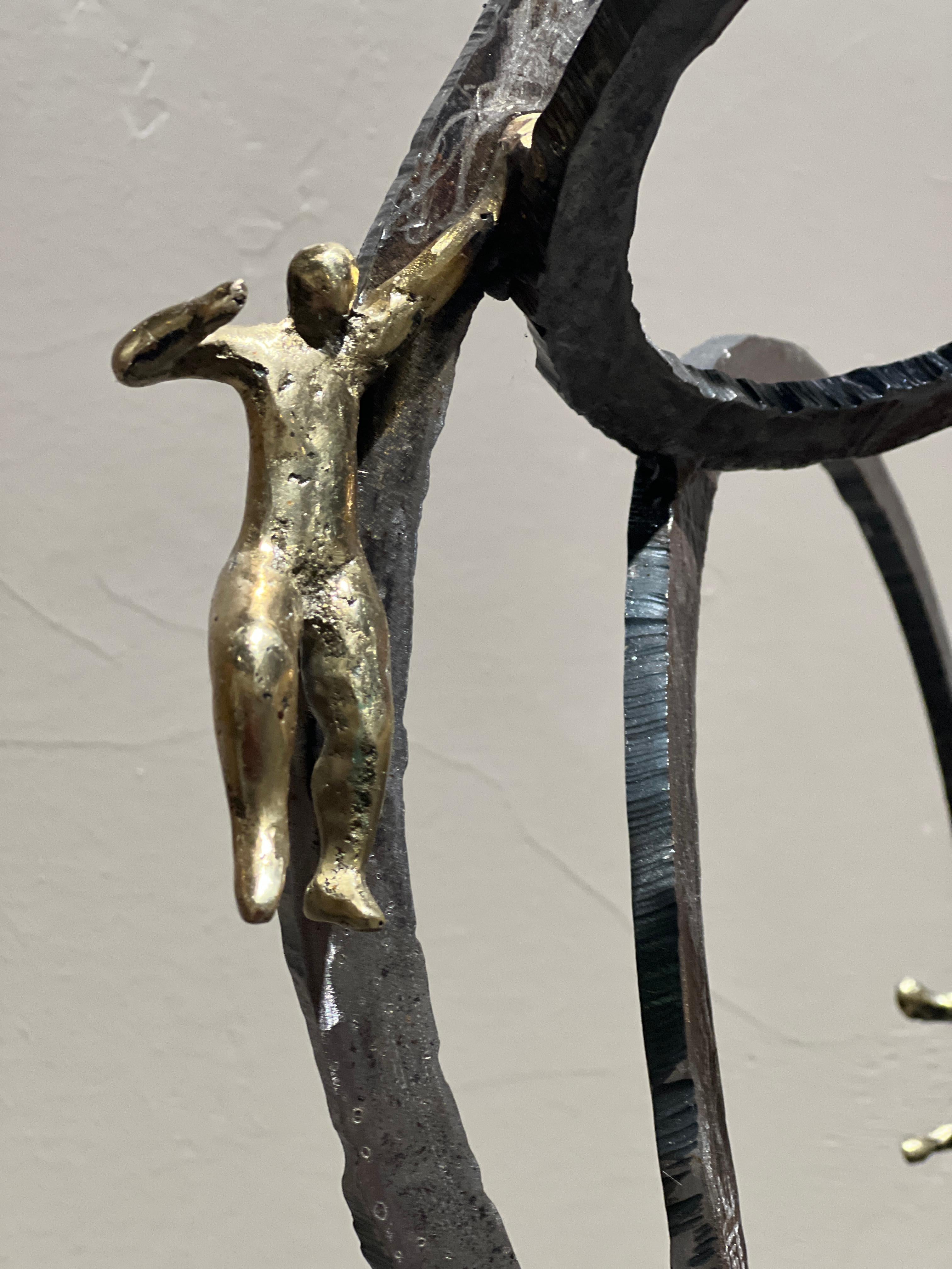 Indoor Outdoor  Sculpture Steel Brass Figurative For Sale 7