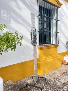 "Xenolith" Abstrakte Skulptur für den Garten Silber Schwarz Aluminium Stahl