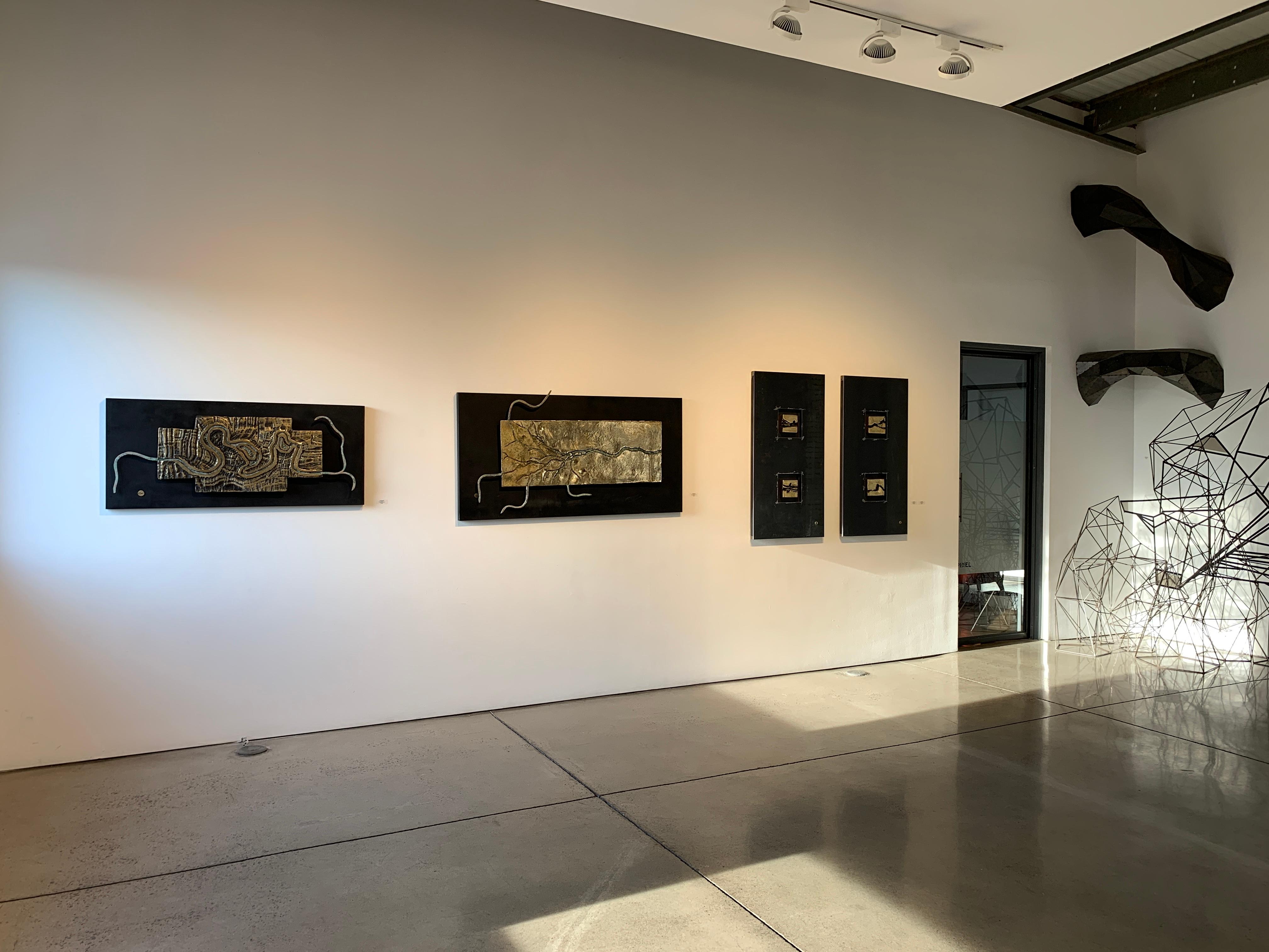  Modern Abstract Wall Hanging Sculpture, Mural, Brass, Gold, Aluminium 