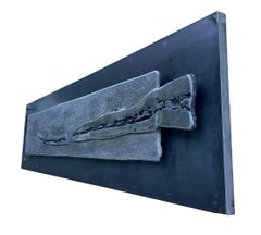 Mural " Anticlinal " Escultura contemporánea de plata y negro para colgar en la pared