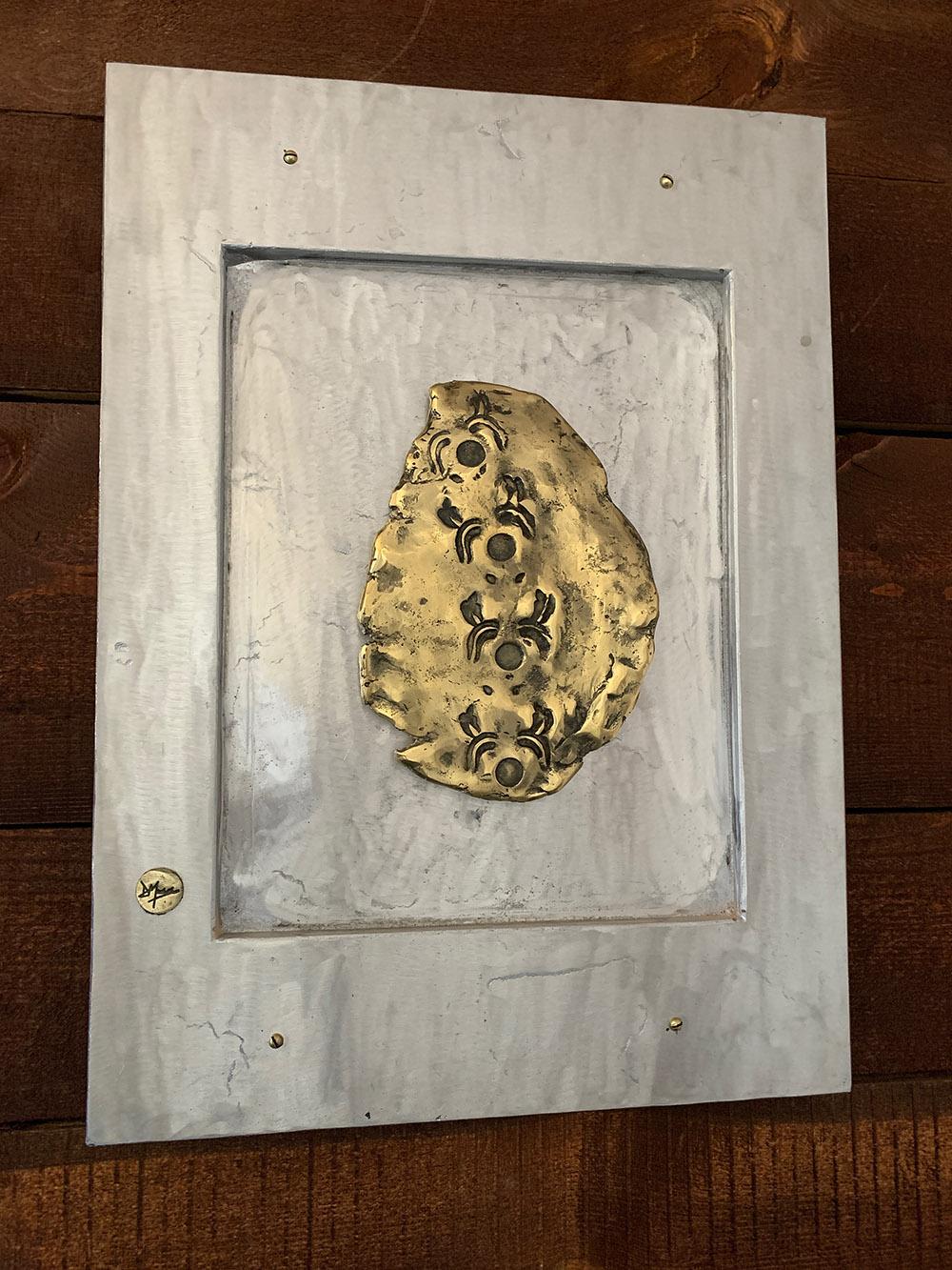 Mural  " Draa " Abstract Wall Mounted Sculpture Brass Aluminium