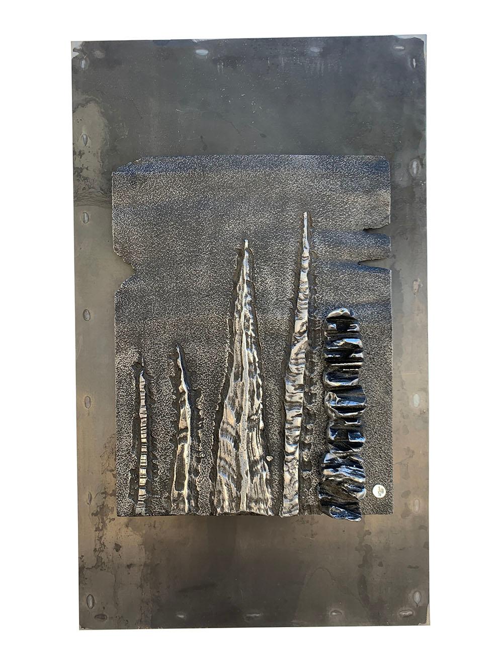 Wandhang-Skulptur „LIGNITE“ Abstrakter Stahl Aluminium-Aluminium-Wandleuchter Silber Schwarz