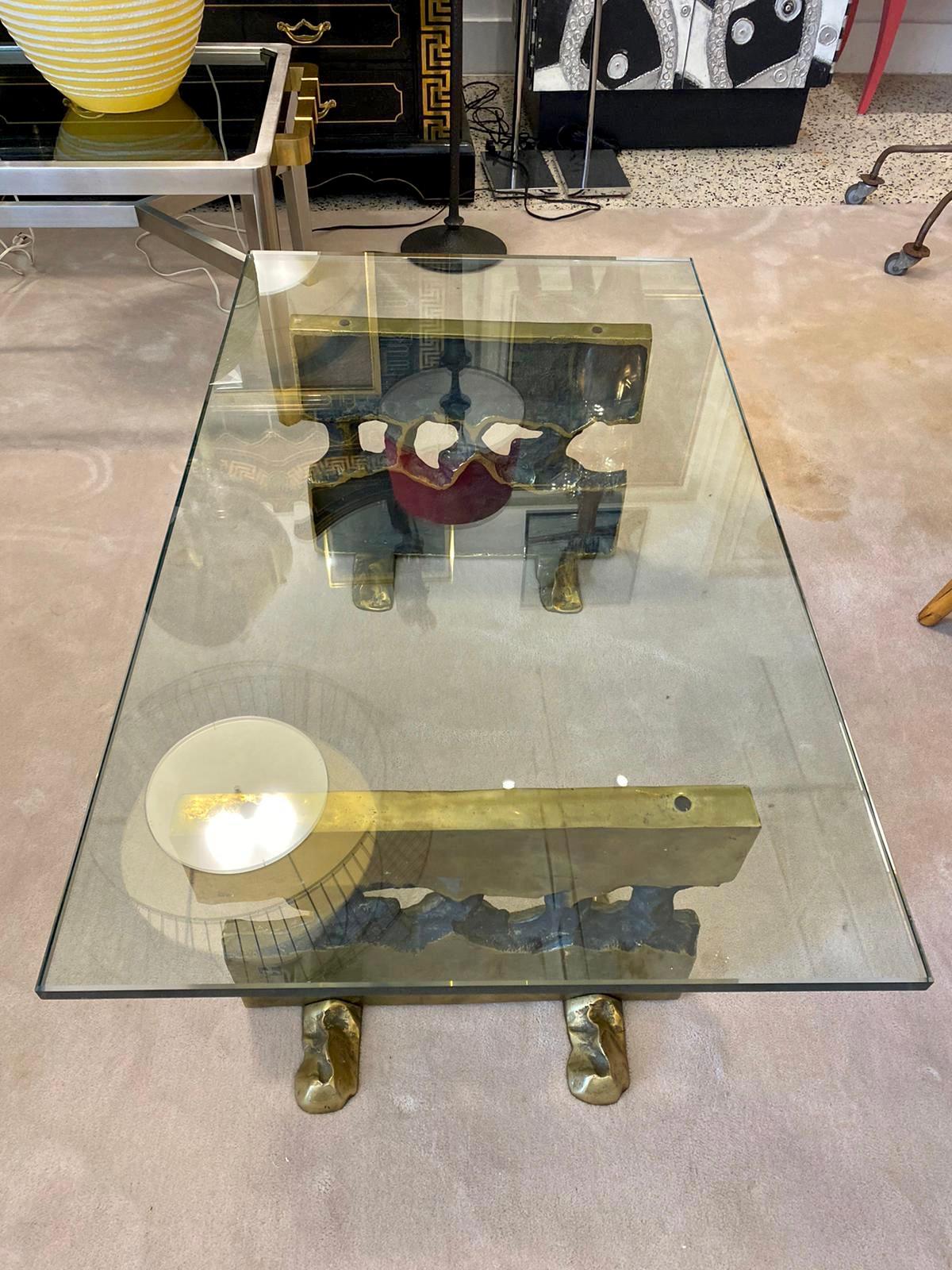 Original David Marshall Signed Brutalist Bronze Coffee Table 2