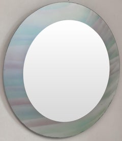 David Marshall Signiert Moderne Glasmalerei Pastell Farbe Runde Rahmen Spiegel