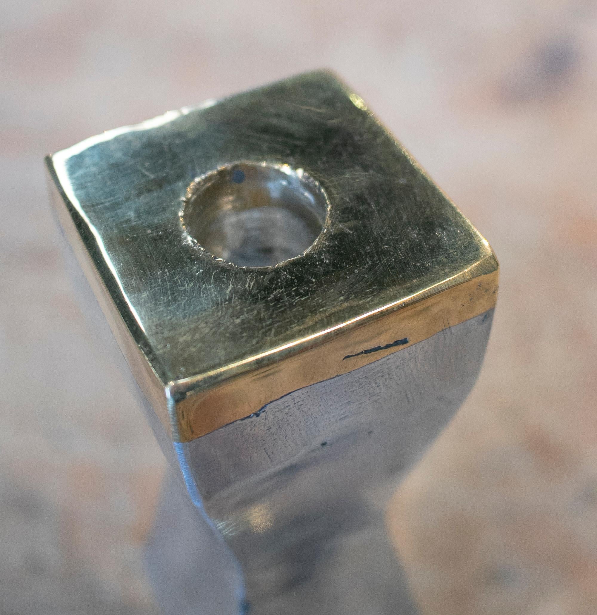 David Marshall Two-Tone Silvered and Gilt Bronze Candlestick, 1980 6