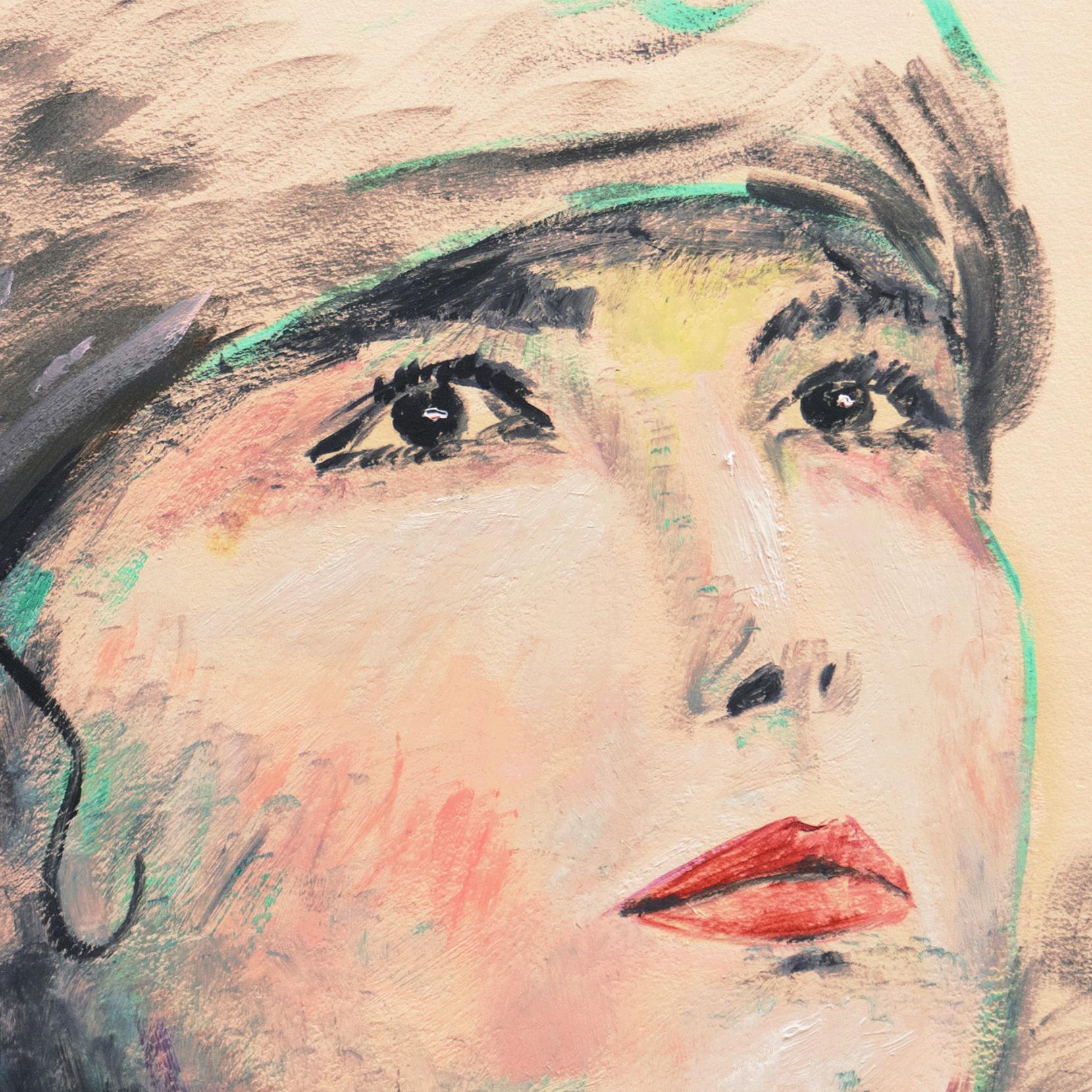 Faintly signed lower right, 'D. Mayernik' for David Mayernik (American, 20th century) and painted circa 1985.

A period, Post-Impressionist style study of a woman in a turban looking proudly upwards. A warm and engaging piece by a bravura hand. 
