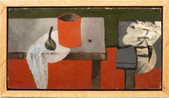 Antique Scottish Modernist Still Life Signed Cubist Abstract Oil Painting
