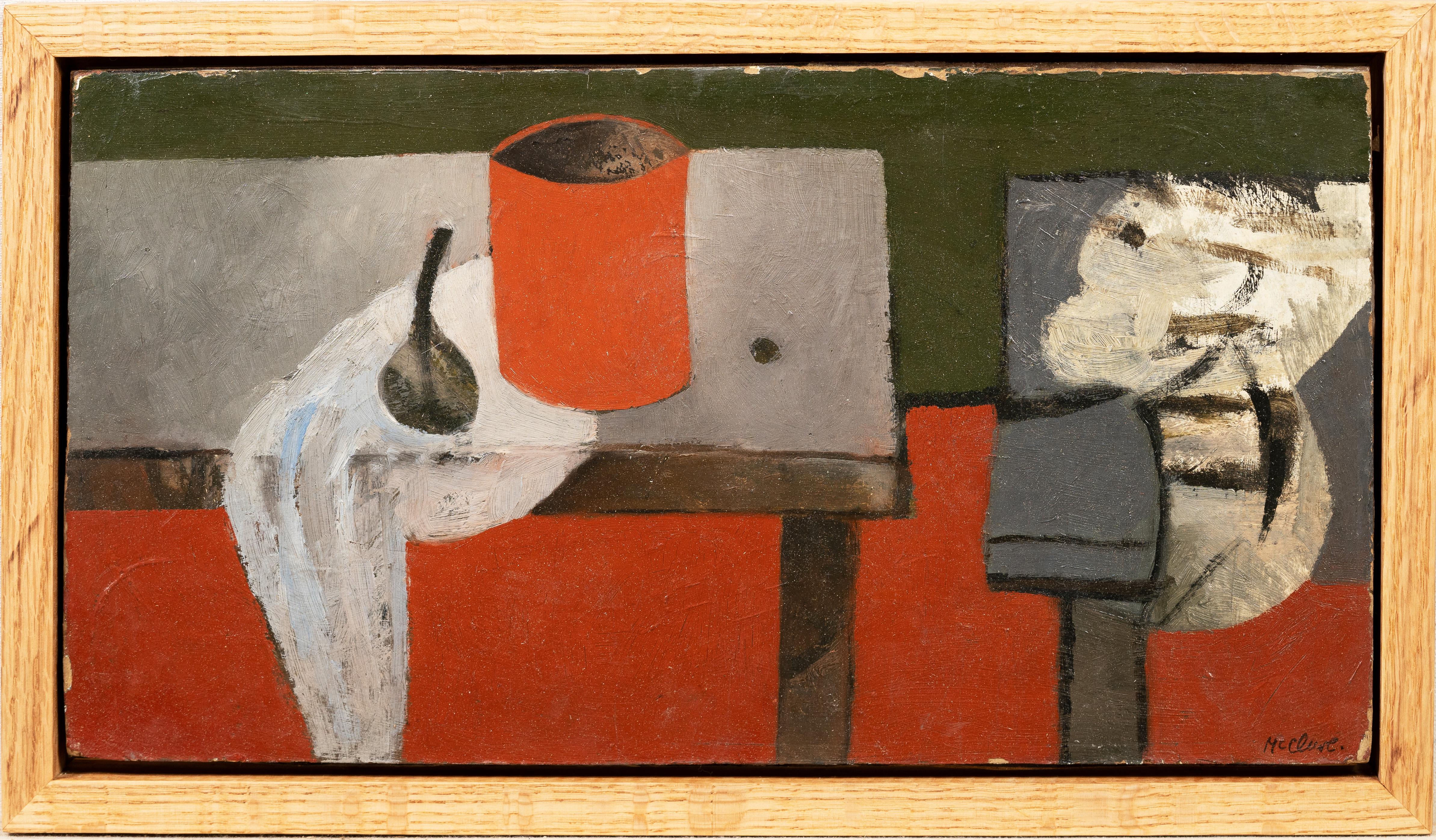 David McClure Still-Life Painting - Antique Scottish Modernist Still Life Signed Cubist Abstract Oil Painting