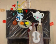 Still Life with Violin, Oil on Canvas Painting by David Mcclure