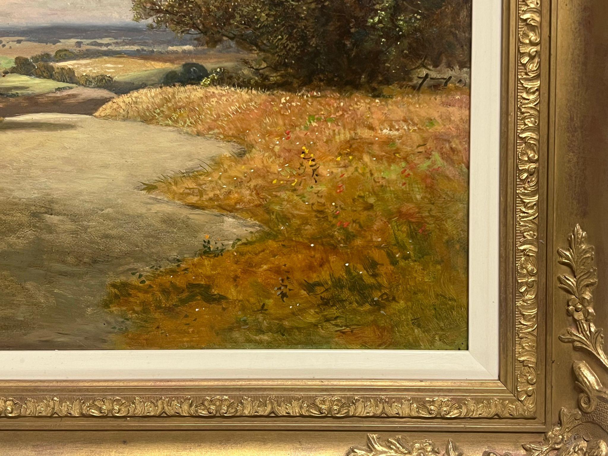 Arundel Sussex English Country Landscape Signed Large Oil Painting in Gilt Frame 1