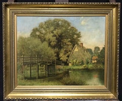SIGNED TRADITIONAL OIL - RIVER STOUR SUFFOLK GOLDEN LIGHT - CONSTABLE COUNTRY