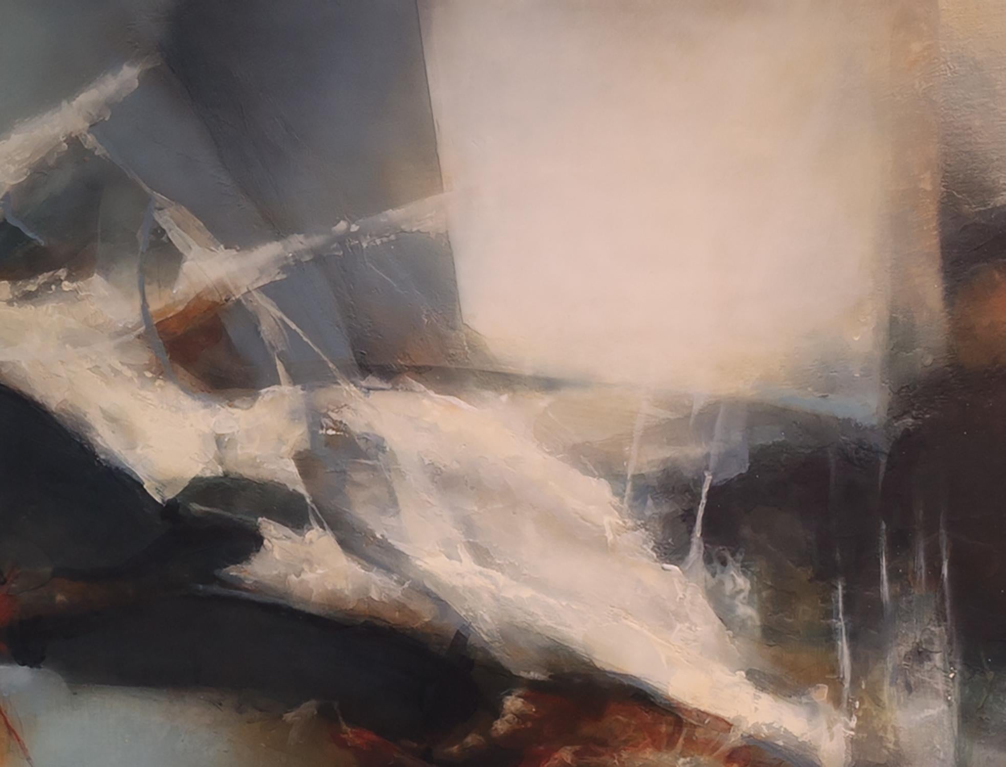 Abstract Pigment Painting on Canvas: 'The Offing' 1