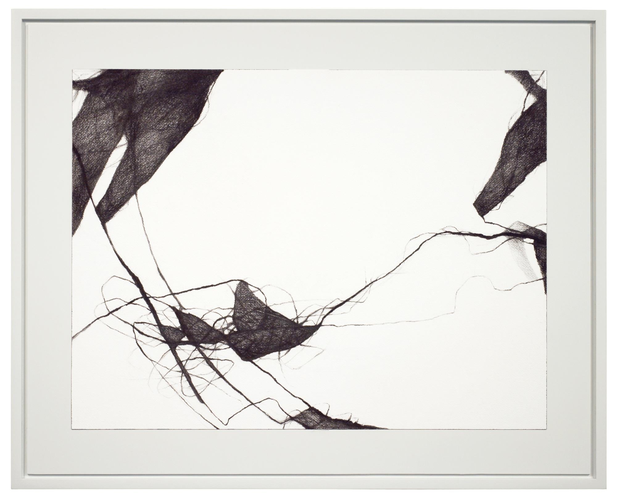 Abstract Painting di David Mellen - Disegno astratto minimale a carboncino: Voci III