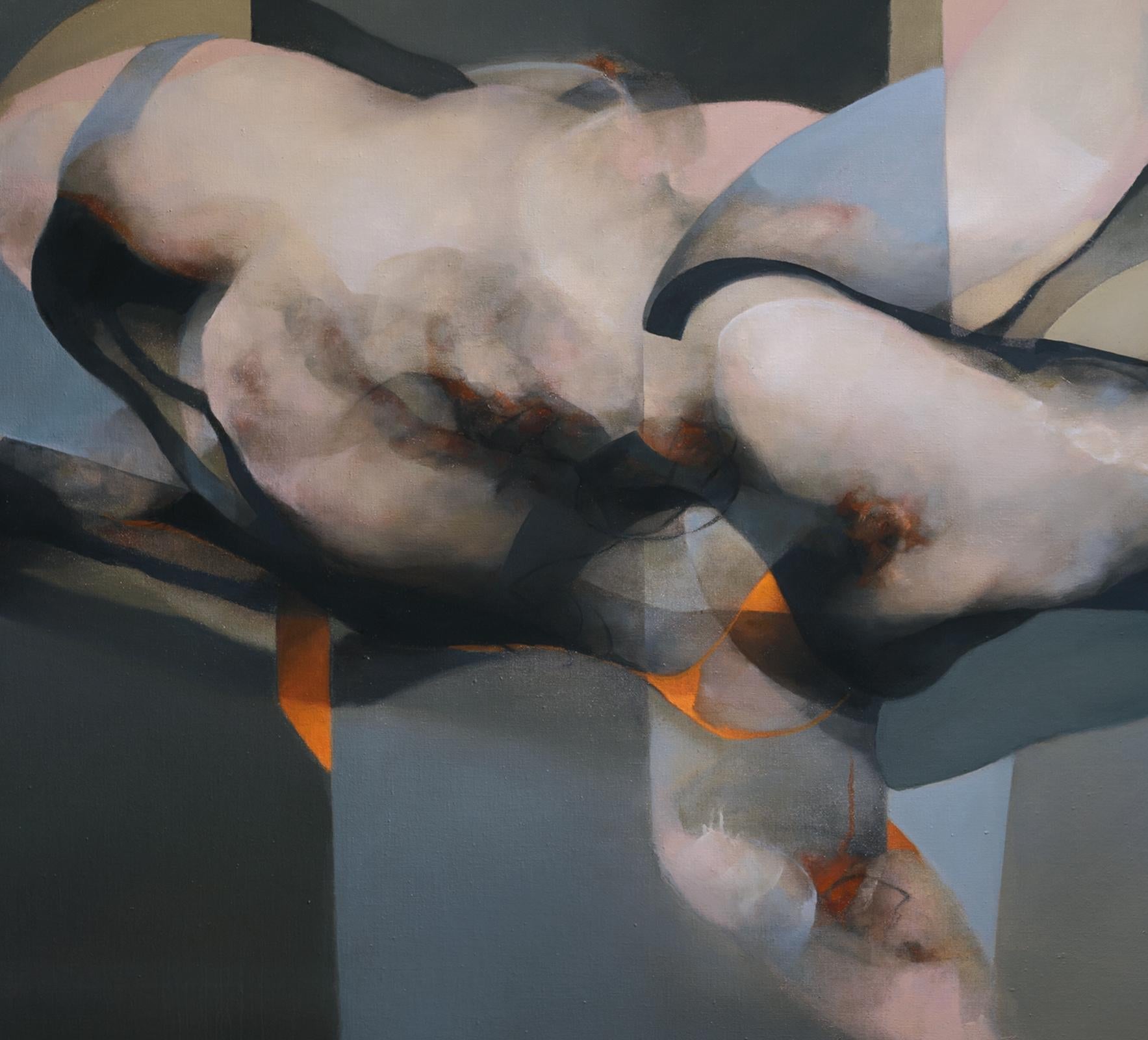 Large Abstract Painting: 'Fragment' - Black Figurative Painting by David Mellen