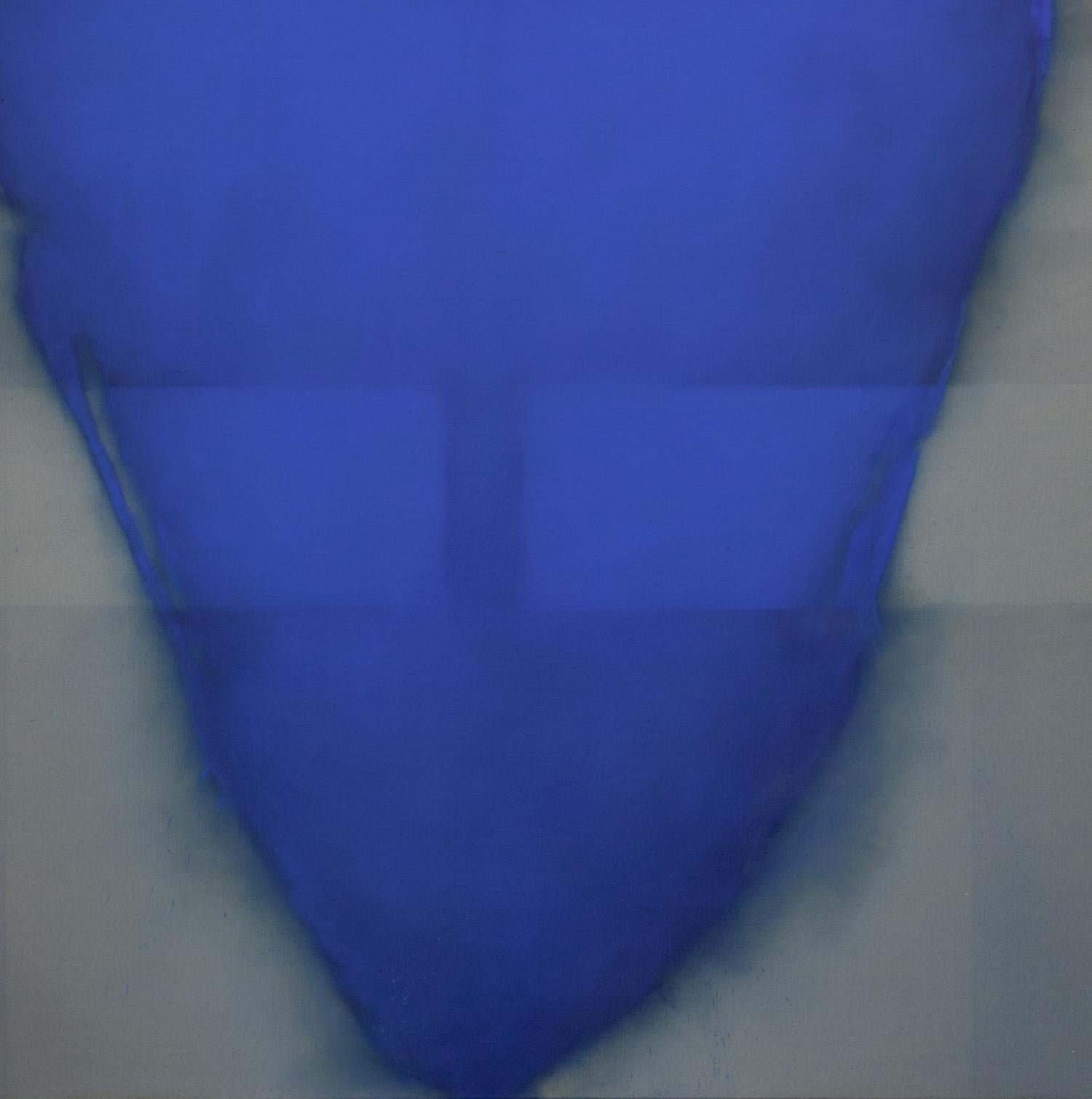 Olio su lino: 'Cuore blu ll' - Portrait Painting Grigio di David Mellen